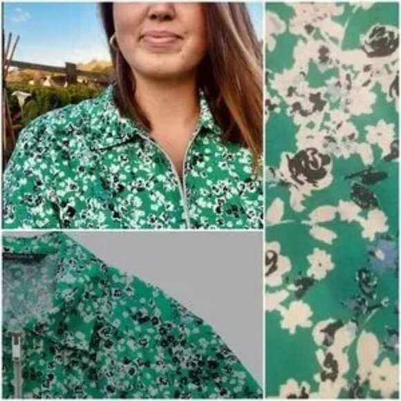 Zara Zippered Printed Jumpsuit Green Floral Ditsy Blogger's Fav Size S - Picture 6 of 14